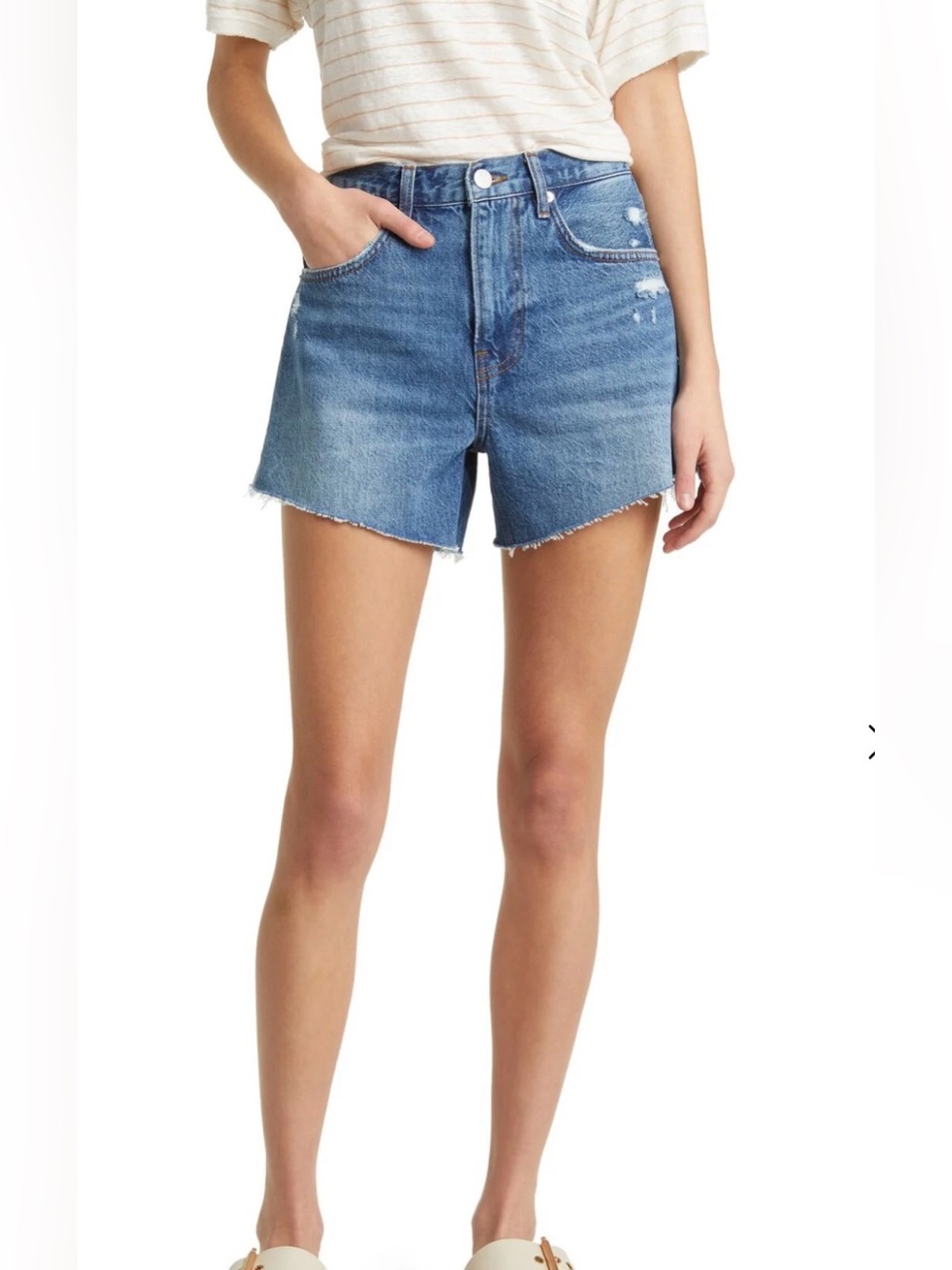 Frame le super high raw fray hem denim shorts